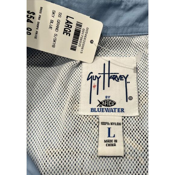 Mens Guy Harvey AFTCO Bluewater Vented Fishing Shirt size Large Blue - Picture 7 of 8